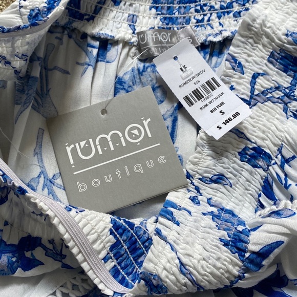 NWT LF Rumor Boutique Blue Floral Romper Dress - Picture 11 of 11